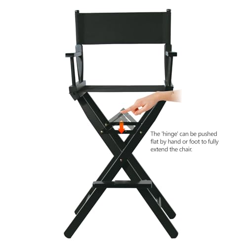 Tall Foldable Makeup Director Chair - Solid Hardwood, 250lb Capacity