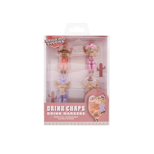 Drinking Buddies Reusable Glass Drink Markers Set - Funny Cowboy Theme