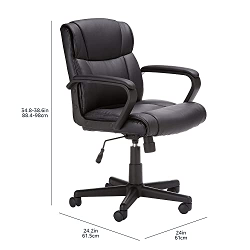 Mid-Back Padded Office Desk Chair, Adjustable Height and Swivel, Black