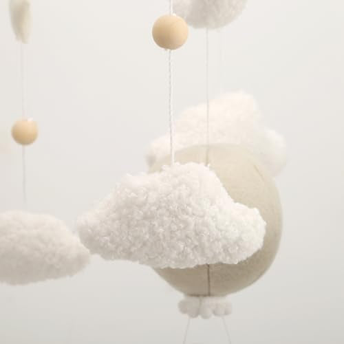 Hot Air Balloon Felt Ceiling Mobile for Nursery Neutral Room Decor