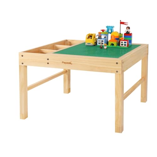 2-in-1 Kids Activity Table with Building Block Surface and Storage