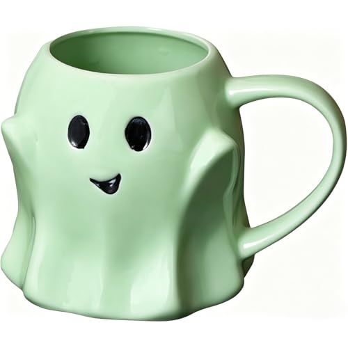 Green Halloween Ghost Mug 3D Ceramic Coffee Cup - Novelty Spooky Drinkware