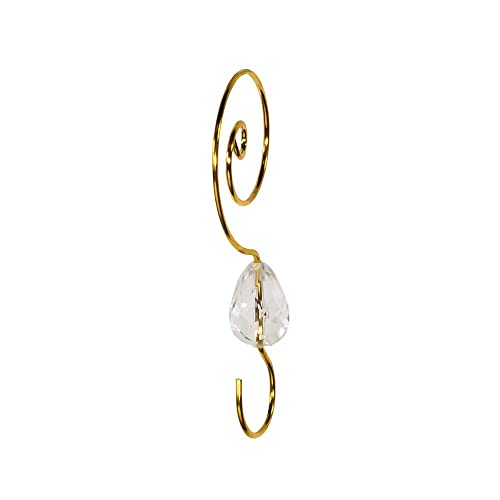 Gold Christmas Ornament Hooks with Clear Acrylic Beads - 24 Pack (2.25")
