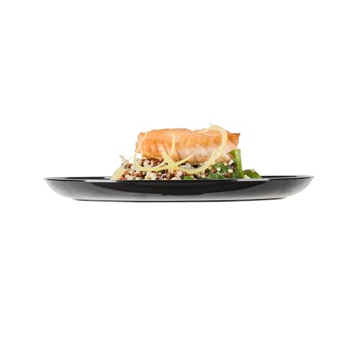 Restaurantware 7 x 7 Inch Party Plates 100 Disposable Plastic Dessert Plates - Round Heavy-Duty Black Plastic Salad Plates Serve Sides Or Appetizers For Weddings Or Catering