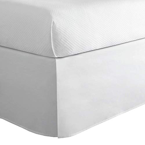 Classic Tailored Bed Skirt Dust Ruffle, Queen Size 14 Inch Drop - White