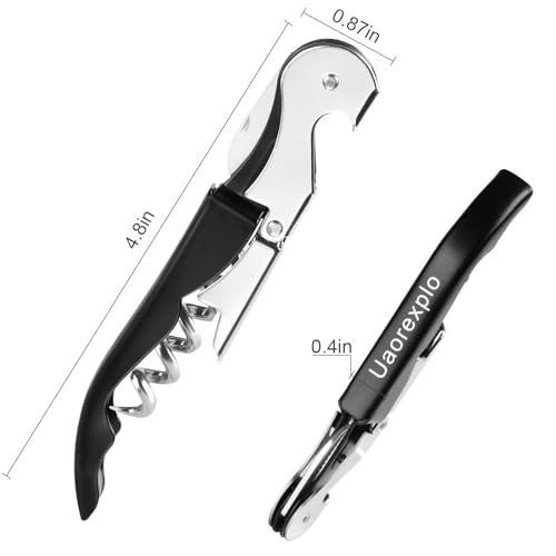 Uaorexplo Black Heavy Duty Foldable Wine Opener with Foil Cutter & Corkscrew