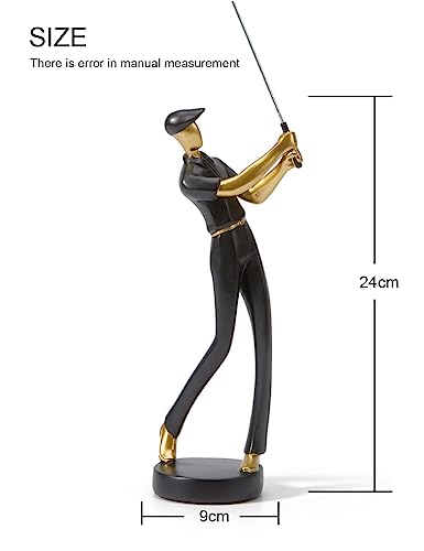 HAUCOZE Golfers Figurine – 9.4 Inch White Polyresin Desk Statue for Home & Office Decor