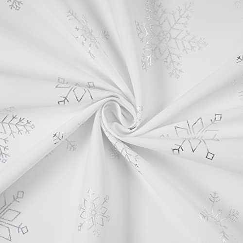 BLEUM CADE Silver Snowflake Christmas Tablecloth 55-inch Round Waterproof Holiday Decor