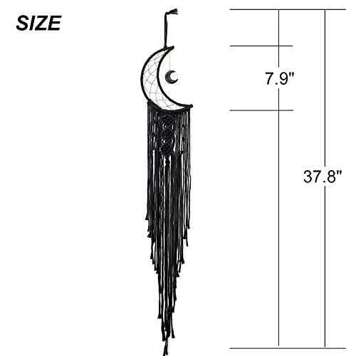 Black Moon Dream Catcher Macrame Wall Hanging Boho Home Decor Ornament