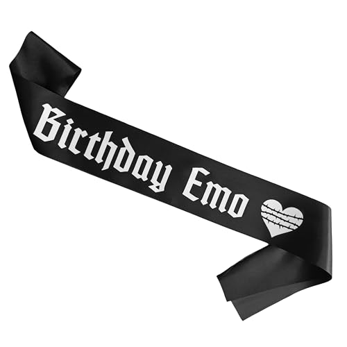 Birthday Emo Sash with Thorn Heart Print - Gothic Party Accessory