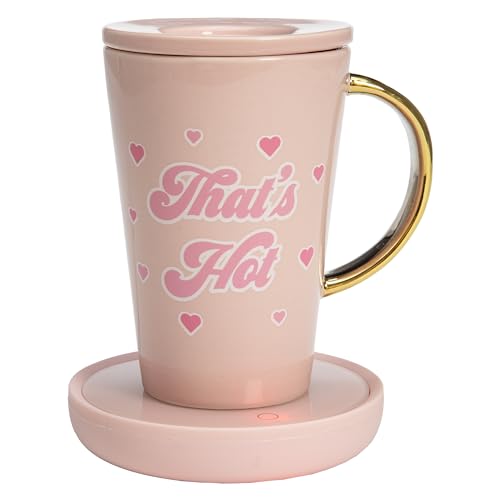 Paris Hilton Electric Mug Warmer Set with 14oz Ceramic Mug & Lid, Color-Changing Design