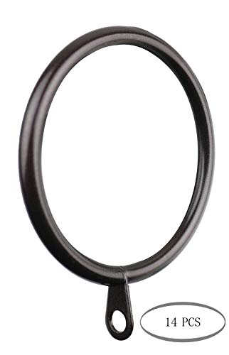 14-Piece Oil-Rubbed Bronze Curtain Rings, 1.5-Inch Inner Diameter