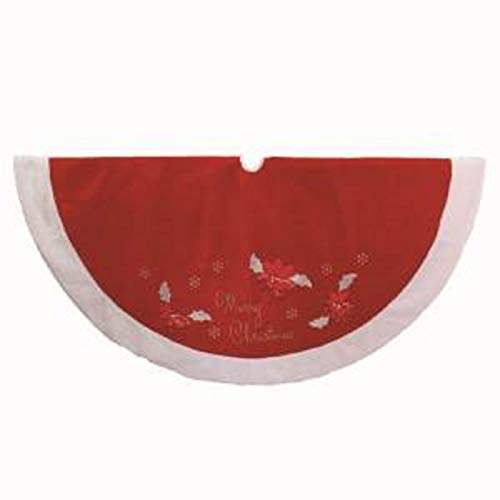 72-Inch Red and White Velvet Christmas Treeskirt - Holiday Decor