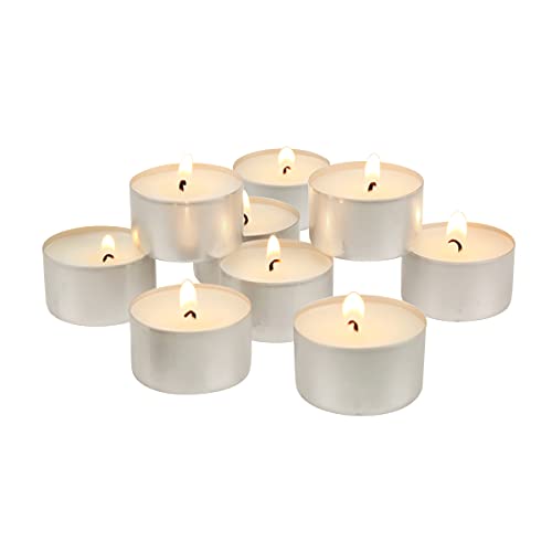 Unscented White Tealight Candles - 6-7 Hour Burn Time, Smokeless (50 Count)