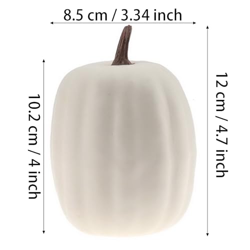 Artificial White Pumpkin Set - 6 Pcs Foam Fall Harvest Halloween Decor
