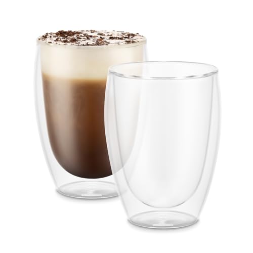 Double Walled Insulated Glass Tumblers, 12 oz Set of 2