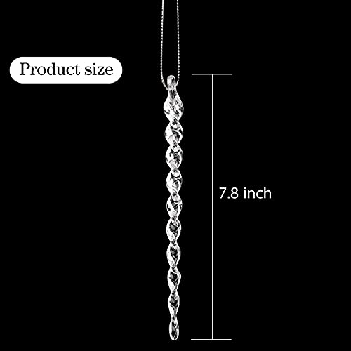 30 Pcs Christmas Plastic Icicle Twisted Plastic Icicle Ornaments Christmas Tree Hanging Decoration and Holiday Xmas Party Wedding Hanging(7.8 Inch,Clear)