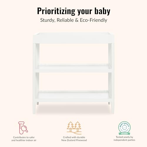 Clover Wooden Changing Table with Storage Shelves - White