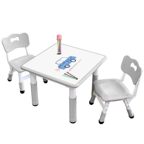 Kids Adjustable Table and Chair Set with Wipeable Doodle-Friendly Surface