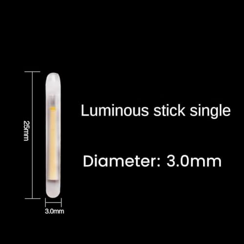 100 Pcs Fishing Float Light Sticks, 3mm Fluorescent Glow Sticks for Night