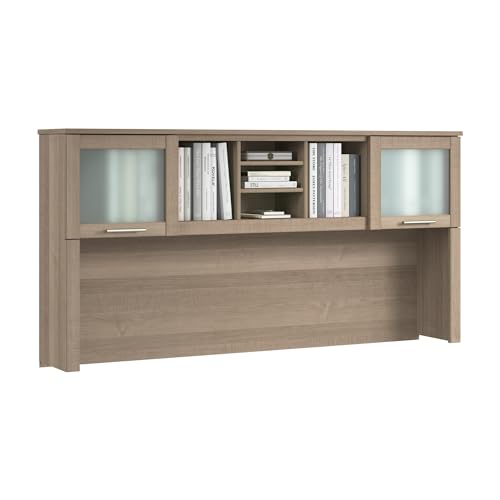 Bush Home 72-Inch Desk Hutch with Shelves and Frosted Glass Doors for Office Storage