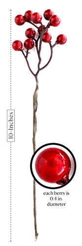 Artificial Red Berry Picks for Christmas Wreaths and Crafts - 8 Pack