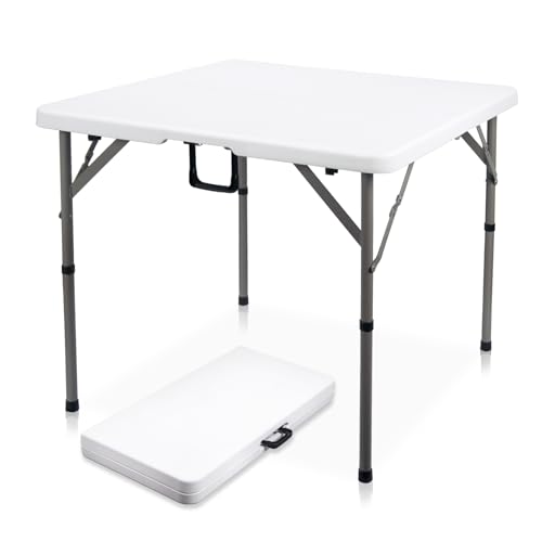 34" Square Folding Card Table, Portable HDPE Utility Table with Carry Handle