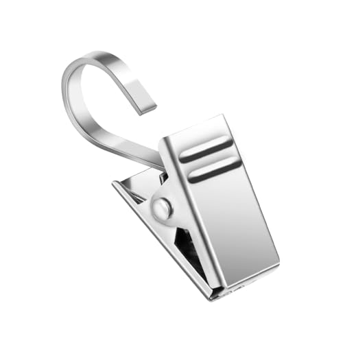 25-Pack Stainless Steel Curtain Clips with Hooks for Hanging Decorations
