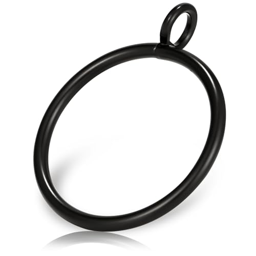 42 Pack Metal Curtain Rings with Eyelets, 1.5 Inch Inner Diameter, Black