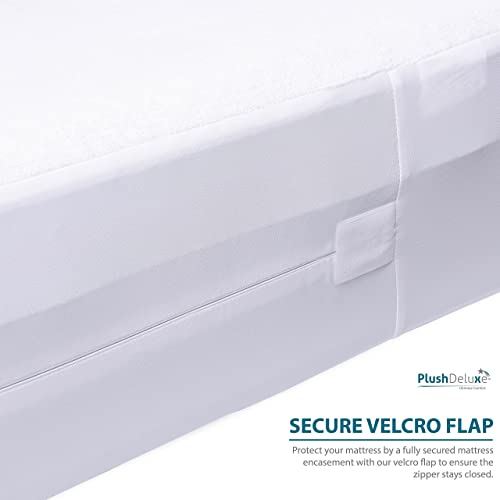 PlushDeluxe Twin XL Waterproof Mattress Encasement - Zippered 6-Sided Cover