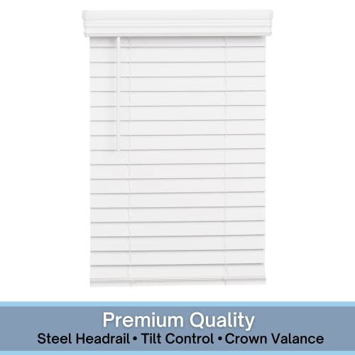 2-Inch Faux Wood Cordless Blinds, 22" x 36", Bright White