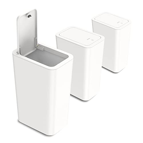 3-Pack 2.6 Gallon Small Trash Can with Pop-Up Lid, Slim Garbage Bin