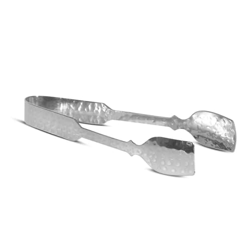 IHI India Handicrafts 7-Inch Silver Tone Stainless Steel Ice Tongs for Coffee & Party Use
