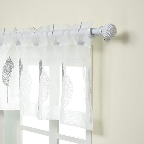 Leaf Pattern Tier Curtain & Valance Set – 3 Panels for Kitchen