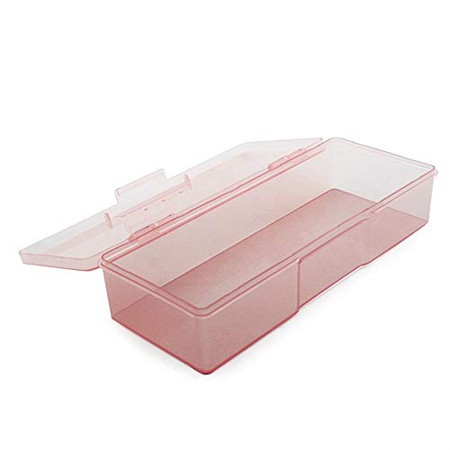 Pink Transparent Nail Art Storage Box for Manicure Tools - Rolabling
