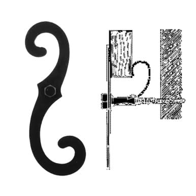 Pair of Exterior Shutter Holdbacks with Hardware - Iron, Black Finish