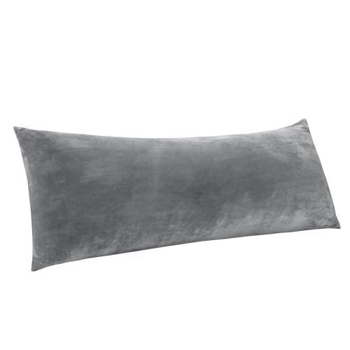 20x54 Inch Fuzzy Fleece Body Pillow Cover, Soft Plush Pillowcase with Zipper