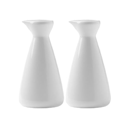 Sizikato 2-Pack White Porcelain Sake Bottles 10oz Dishwasher & Microwave Safe