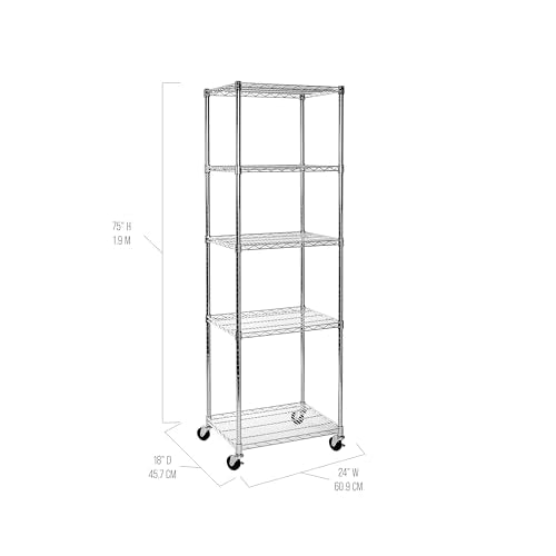 5-Tier Heavy-Duty Steel Wire Shelving Unit 24x18x75 Storage Rack