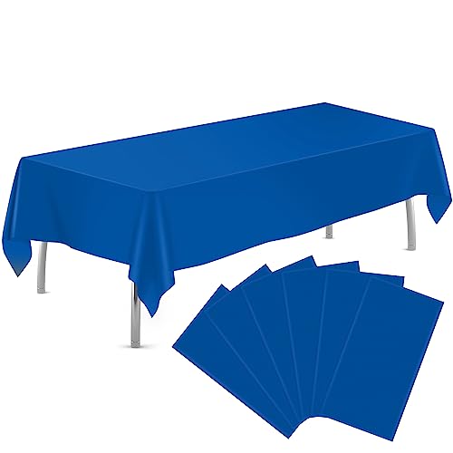 Royal Blue Disposable Plastic Tablecloths 54 x 108 Inch, 6 Pack
