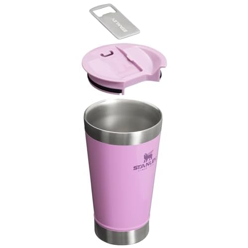 STANLEY Stay-Chill Beer Pint 16 oz | Wide Mouth Lid | Built-In Bottle Opener | Beer Tumbler Cup | Insulated Stainless Steel Pint Glass | BPA-Free | Lilac Gloss