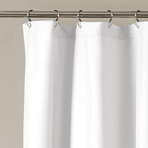 Lush Decor Ella Shower Curtain with Ruffle Lace Design | Shabby Chic Farmhouse Style Bathroom, 72¡± x 72¡±, White