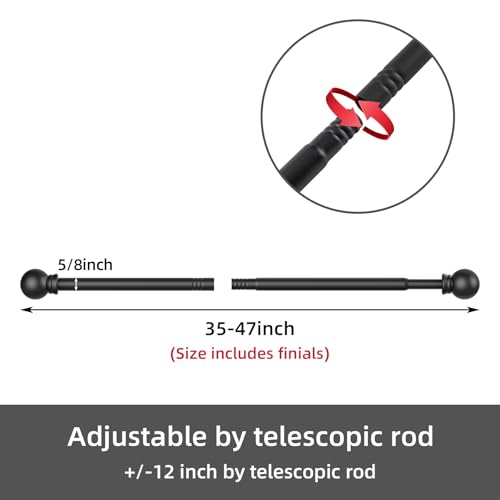Matte Black Curtain Rods 32-48 Inch Heavy Duty Metal Window Rod Set
