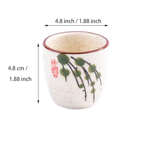 Set of 6 Porcelain Sake Cups - Vintage Willow Small Tasting Mug, 42ml - Swlthwen ls