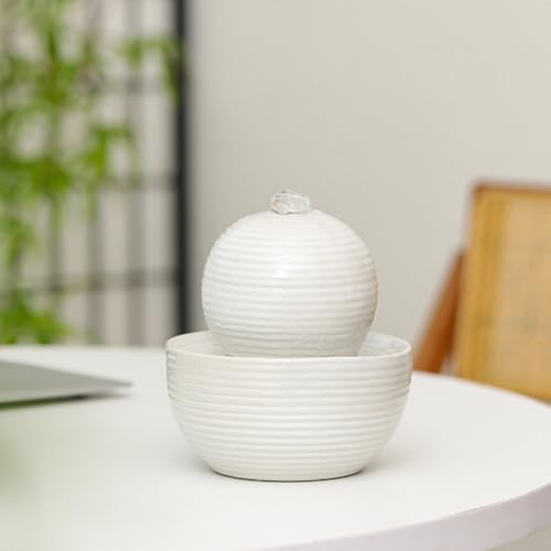 Mini Ceramic Tabletop Water Fountain - Indoor & Outdoor Waterfall Decor