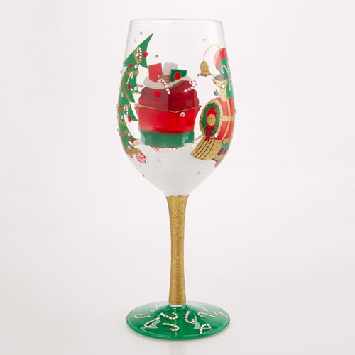 Enesco Lolita Christmas Santa Wine Glass 15oz Hand-Painted Holiday Decor