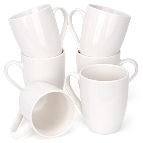 Xihihiaa 6 Pack Ceramic Coffee Mugs Set 12 OZ White - Everyday Drinkware