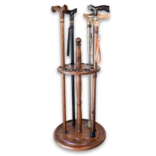 Wooden Cane Holder Stand - Floor Standing Organizer for 10 Walking Sticks