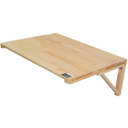 VEVOR Wall-Mounted Folding Table, 31.5 x 23.62 inch, Wooden Drop Leaf Floating Desk with Iron Bracket for Small Spaces, Home Office, Dining, Laundry Room, Kitchen, Bar