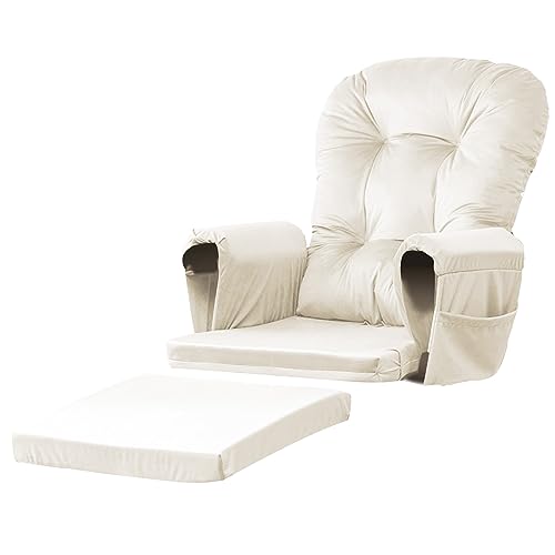 5-Piece Glider Rocker Replacement Cushion Set with Ottoman Pad, Velvet